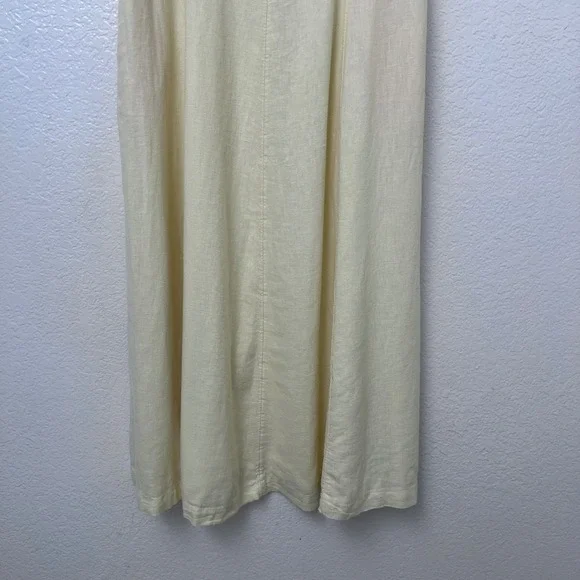 Old Navy Butter Yellow Linen Blend Smocked Back Midi Dress with Pockets Large - Picture 4 of 12